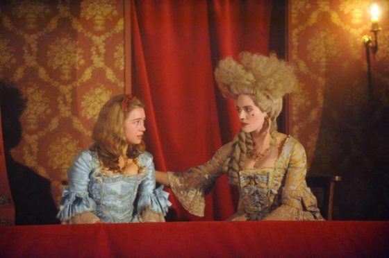 HARLOTS -- "Episode 1" Episode 101 - Margaret Wells business comes under attack from a rival madam. As they risk losing everything, how much will Margaret and her daughters have to sacrifice to keep the brothel, and the Wells family afloat? Lucy Wells (Eloise Smyth) and Charlotte Wells (Jessica Brown-Findlay), shown. (Photo by: Liam Daniel/Hulu)